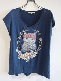 PAUL & JOE SISTER 猫プリント Tシャツ ネイビーのサムネイル