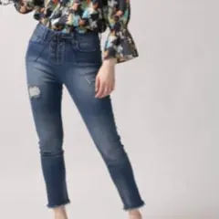 W-14  WEGO/レースアップストレッチスキニーパンツ