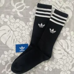 新品　アディダス　靴下　ハイクルーソックス　黒　ブラック　22-24 S