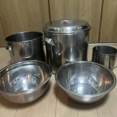 4個セット EBM 寸胴鍋 キッチンポット ステンレス 22㎝ 20㎝ 中古 