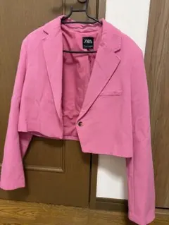 ZARA ピンク クロップドテーラードジャケット