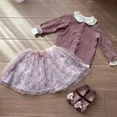 【any FAM❣️】パープルの七五三セットアップ100 靴は16cm