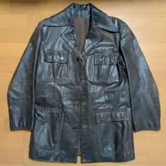 【90s】【Vintage】【本革】レザージャケット ブラウン ミリタリーモード