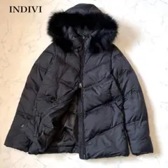 【INDIVI】大人気ショート丈フード付きダウンジャケット　フォックスファー38