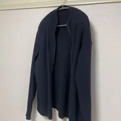 無印良品　紳士　洗える畦編みフルジップカーディガン ダークネイビー　XL