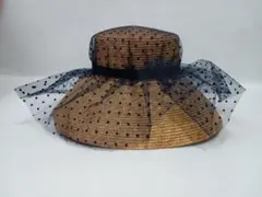 CA4LA * アトリエデザイナー 大人上品 麦わらチュール ドットサン