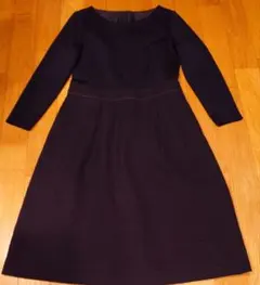 ネイビー Aライン ワンピース 長袖