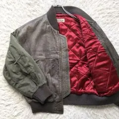 【超希少 XL】フライトジャケット　MA-1 茶　カーキ　本革　袖切替