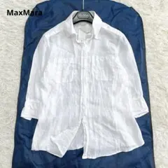 マックスマーラ Max Mara】リネン シャツ 長袖 ストライプ 白タグ