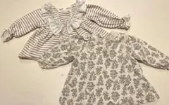 ベビー長袖70〜80　ボーダーと花柄のトップス2点セット