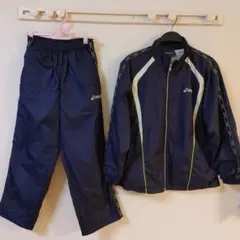 asics ウィンドブレーカー　上下セット ネイビー 150cm