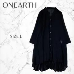 ONEARTH　ふんわり　バックプリーツ　薄手　シャツワンピース　L　ゆったり