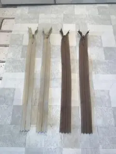 YKK ファスナーセット 20cm ベージュ ブラウン