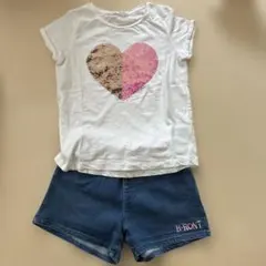 RONIデニムショートパンツ 、h&mtシャツ2点セットのサムネイル