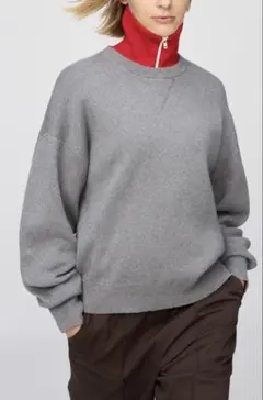 スムースコットンクルーネックセーター　グレー