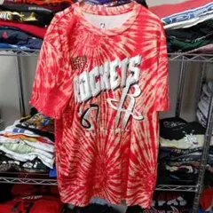 NBAバスケ中国製М半袖ヒューストンロケッツタイダイ赤tシャツUSA直輸入メンズ