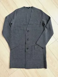 良品✨️UNIQLOユニクロ レディース グレー Vネック ロングカーディガン L