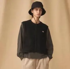 DANTON/ダントン　フリースカラーレスベスト　WOMEN ブラック38