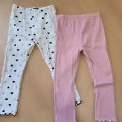 女の子パッツ・レギンスセット（ハート柄・無地）size110