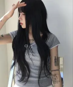 フロントシャーリングリボンレース半袖Tシャツ グレー