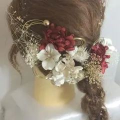 可愛い系】成人式 髪飾りセット＊ドライフラワー 和装 卒業式 赤