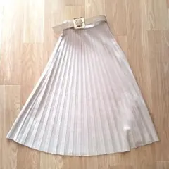 【ZARA】ロングプリーツスカート アイボリーXSベルト付