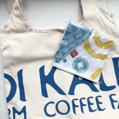 【新品未使用】KALDI トートバッグ 2025年福袋 内布柄あり 手ぬぐい付き