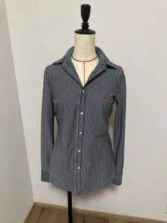 POLO RALPH LAUREN ストライプシャツ XS ネイビー 赤ポニー
