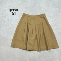 grove/フレアスカート/L/キャメル/綺麗め/シンプル/膝丈