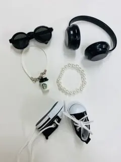 ラブブ靴 アクセサリー 5点セット 17cmぬいぐるみ用 可愛い 黒 スニーカー