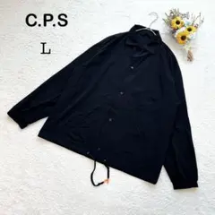 【C.P.S】メンズ コーチジャケット 羽織り ブラック系 シンプル 無地 L
