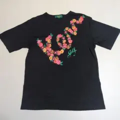 KENZO GOLF ケンゾー ゴルフ 花柄 ロゴ Tシャツ 黒 ブラック 2
