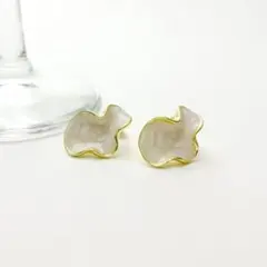 203 レディース ピアス ホワイト ゴールド 不規則 変形 可愛い