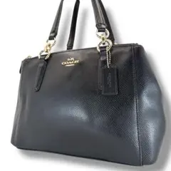 美品 COACH ハンドバッグ レザー ブラック PVC F36704
