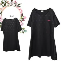 【ヘッド】HEAD♡半袖 Tシャツ裾フレア【L】カジュアル♡黒ロゴ刺繍ピンク系のサムネイル
