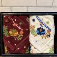 専用になりました‼️ RYKIEL ロゴ刺繍花柄タオルハンカチ 2枚セットのサムネイル