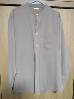 GU バンドカラーシャツ長袖 ブラウン