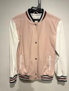 ZARA スタジャンフェイクレザーピンクホワイト 11/12サイズ