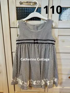 Catherine Cottage ワンピース 黒白チェック 110