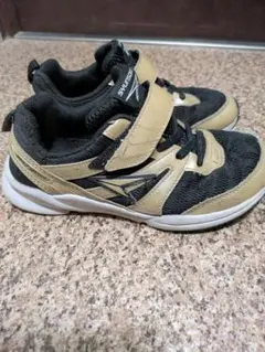 （スレあり）シュンソク　スニーカー 21.0/黒/ゴールド　キッズ