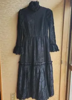 ブラックレースロングドレス　レトロドレス