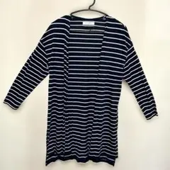 AZUL BＹ　MOUSSY ロングカーディガン　S 紺色に白のストライプ