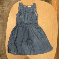 MPS デニム風ワンピース 140 フリル ノースリーブ キッズ