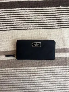 kate spade マルチウォレット 通帳カバー ブラック ナイロン×レザー 