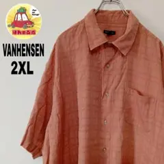 USA古着 VAN HEUSEN　半袖ボタンシャツ2XL　オレンジ