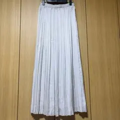 ホワイト プリーツ サテンロングスカート サイズF