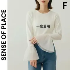 【SENSE OF PLACE】美品 一度着用 長袖 袖シアーフリル カットソー