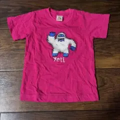 ネパール　イエティ 刺繍 半袖Tシャツ ピンク