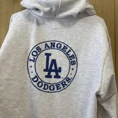 M 新品 ドジャース サークルロゴ ジップアップパーカー グレー