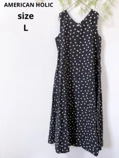 ♡AMERICAN HOLIC♡ドットノースリーブワンピース ロング フレア